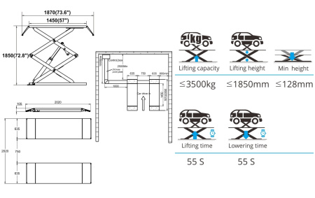 Ножничный электрогидравлический подъемник TS-1113