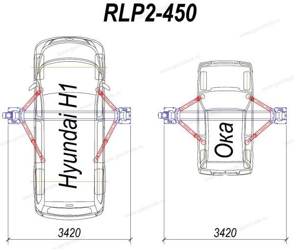 Автомобильный подъемник с верхней синхронизацией RLP2-450SU