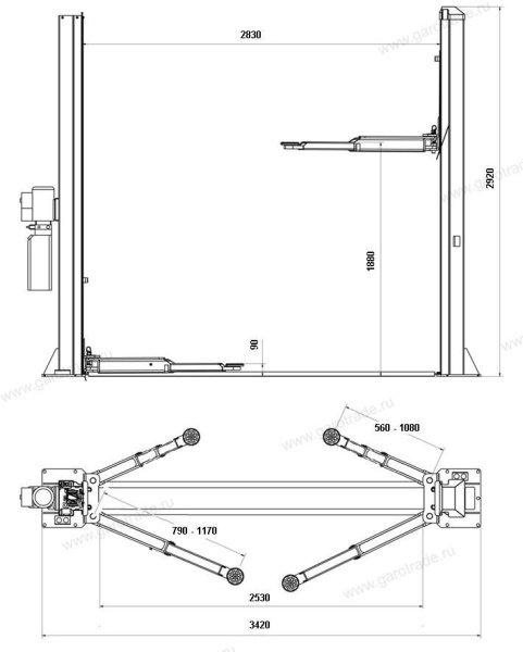 Двухстоечный подъемник RLP2-450E