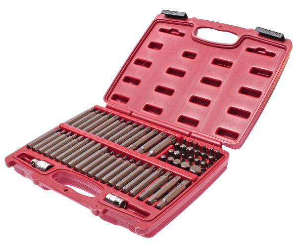 Набор бит 1/2&quot; 3/8&quot; HEX, TORX, SPLINE, RIBE 6-ти гранных 2 держателя 58 предметов в кейсе JTC JTC-3509